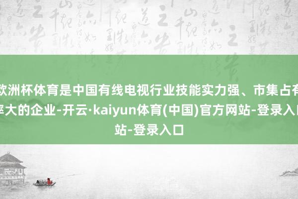 欧洲杯体育是中国有线电视行业技能实力强、市集占有率大的企业-开云·kaiyun体育(中国)官方网站-登录入口